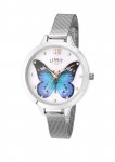 Limit Ladies Blue Butterfly SS Mesh Watch