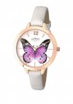 Limit Ladies Secret Garden RG Purple Butterfly White Strap Watch