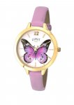 Limit Ladies Secret Garden Pruple Butterfly GP Dial Pink Strap Watch