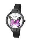 Limit Ladies Secret Garden Purple Butterfly Black Mesh Watch