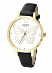 Ladies Limit White Butterfly Black Strap Watch