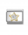 Nomination 18ct Gold Glitter Silver Star Charm.