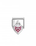 Nomination Drop Silver Red CZ Heart Charm.
