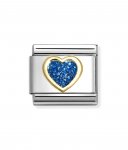 Nomination 18ct Gold Glitter Blue Heart Charm.