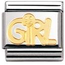 Nomination 18ct Gold Girl writings Charm.