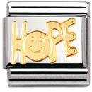 Nomination Stainless Steel, 18ct Gold Hope writings Charm.