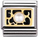 Nomination 18ct Gold & Black Enamel interlocking Hearts with Pearl Classic Charm