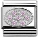 Nomination Silver Shine CZ Pink Oval Pave Classic Charm