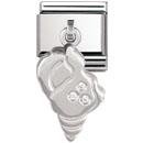 Nomination Stainless Steel, CZ & Silver Drop Shell Charm.