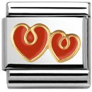 Nomination 18ct Gold Red Double Hearts Classic Charm