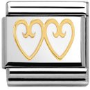 Nomination 18ct Gold White Double Heart Classic Charm
