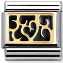Nomination 18ct Gold & Black interlocking Hearts Classic Elegance Charm