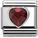 Nomination Silver Heart shaped Red Faceted CZ Charm
