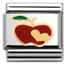 Nomination Stainless Steel, Enamel & 18ct Apple With Heart Charm.