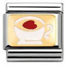 Nomination Stainless Steel, Enamel & 18ct Cup with Heart Charm.