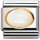 Nomination Classic White Mother of Pearl Oval Charm | Stainless Steel, 18ct Gold & Natural Hard Stone .