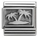 Nomination Silver Island with Palm Trees Charm