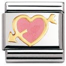 Nomination Pink Heart with Arrow Charm 18ct .