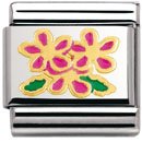 Nomination Primroses Charm in Stainless Steel, 18ct Gold & Enamel.