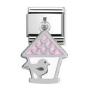 Nomination Bird House Pink Enamel & Silver Classic Charm | Just My Gifts