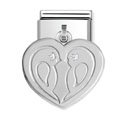 Nomination Drop CZ Love Birds Charm in Stainless Steel, CZ & Silver.