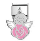 Nomination Angel with Flower Pink Enamel & Silver Classic Charm | Just My Gifts