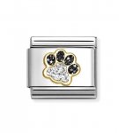 Nomination 18ct Gold Glitter Silver Pawprint Charm.
