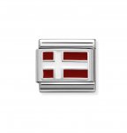 Nomination Silver Shine Enamel Denmark Flag Charm