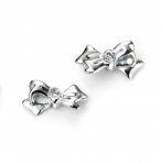 Silver D For Diamond Bow Stud Earrings
