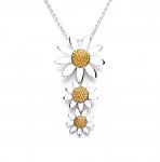 Sterling Silver Vintage Daisy Triple Drop Pendant & Chain