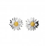 Silver Marigold October Birthday Flower Earrings