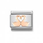 Nomination 9ct Rose Gold Swan Heart Charm.