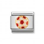 Nomination Stainless Steel, 18ct & Enamel Red & White Football Charm.