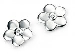 Silver D For Diamond Flower Stud earrings