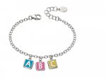 Silver D For Diamond ABC enamel cube charm Bracelet
