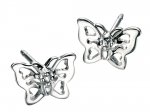 Silver D For Diamond Butterfly Stud Earrings