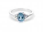 9ct Gold Diamond & Aquamarine Ring