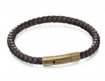 Fred Bennett Brown And Black Leather Woven Bracelet