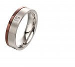 Fred Bennett Steel ring with IP brown stripe
