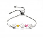 Silver D For Diamond "Non Diamond" Emoticons Toggle Bracelet