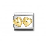 Nomination 18ct Gold Double Raised Heart Charm.