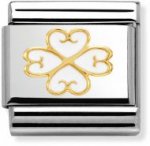 Nomination 18ct Gold & Enamel Elegance 4 White Hearts Clover Classic Charm