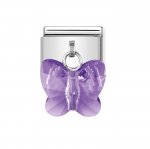 Nomination Stainless Steel & Swarovski set Faceted violet Butterfly Charm.
