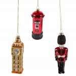 Lovely London Set of 3 Bauble Christmas Decorations