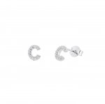 Silver Mini Letter C Stud Earrings