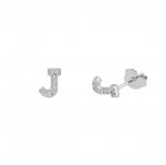 Silver Mini Letter J Stud Earrings