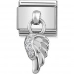 Nomination Drop Silver CZ Angel Wing Charm.