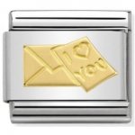 Nomination Stainless Steel & 18ct Envelope and Letter Charm.