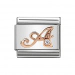 Nomination Rose Gold CZ set Initial A Charm.