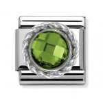 Nomination Silver Shine Round Facetted CZ Charm Green